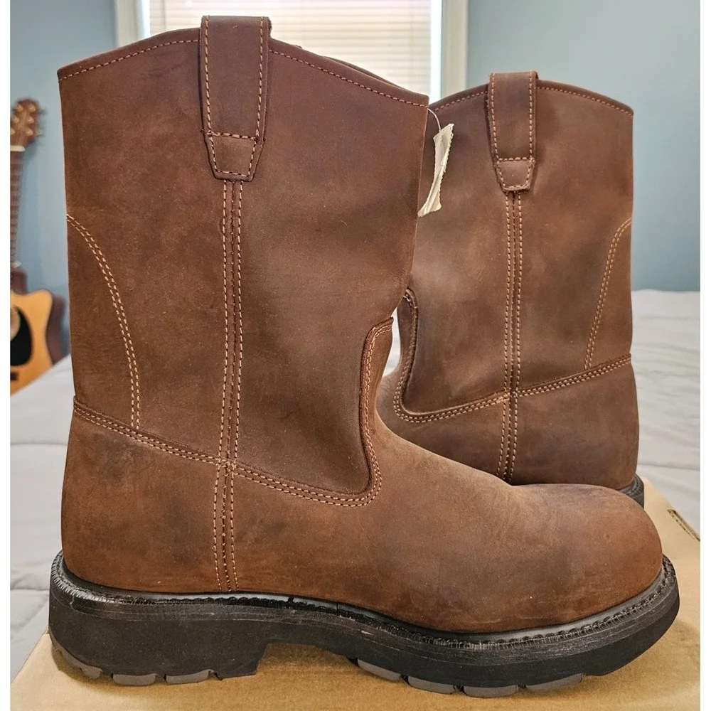 Wolverine® (Men's 11.5 M) EH SR Steel-Toe Wellington Work Boots in Brown - $190